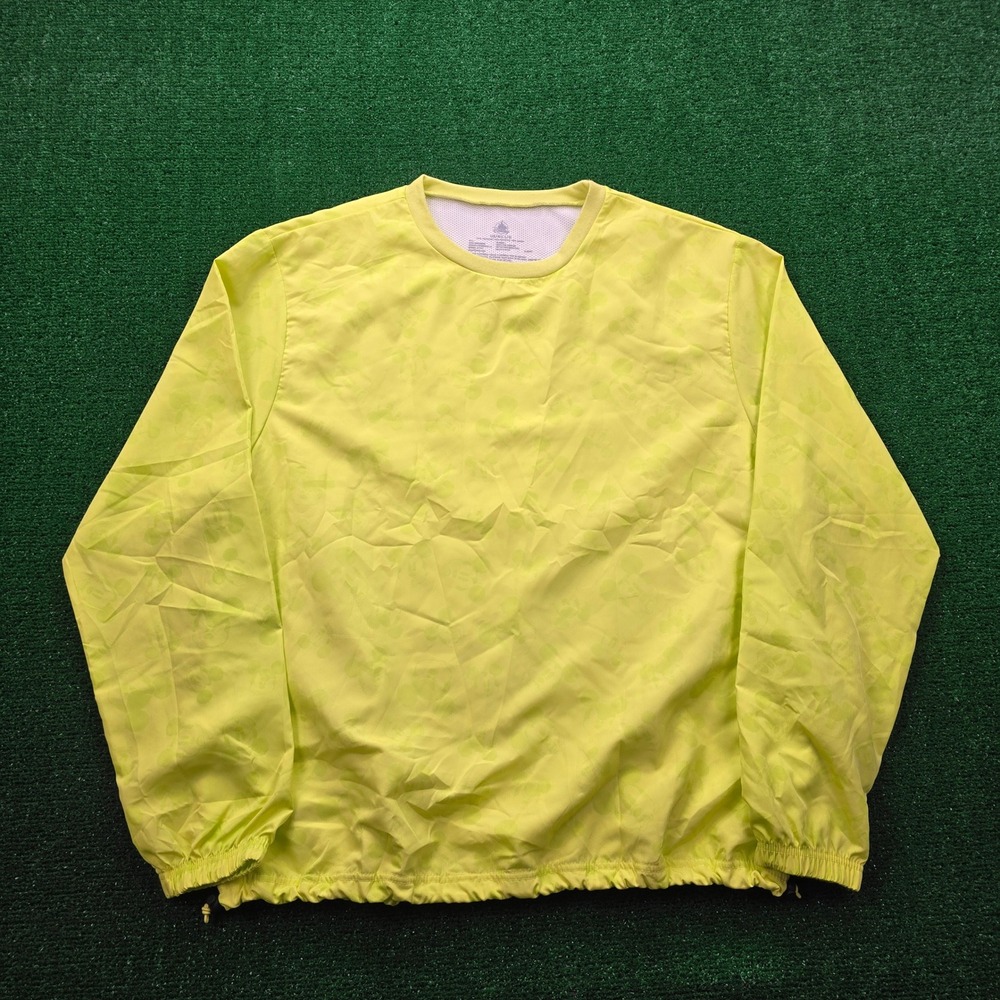 Disney Windbreaker Unisex Large Neon Yellow Pullover Mickey Mouse Print NWT